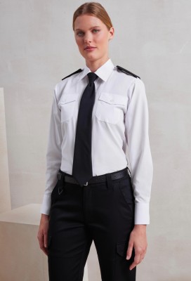 Womens long sleeve pilot shirt White