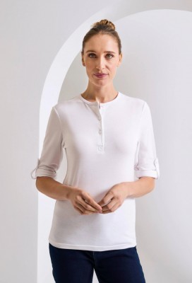 Womens Long John roll-sleeve tee White