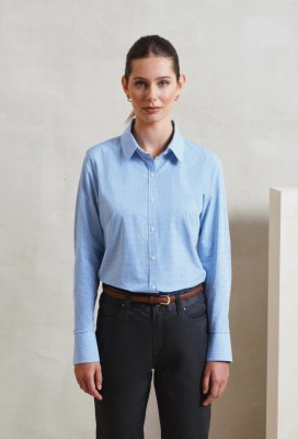 Womens Microcheck Gingham long sleeve cotton shirt Light BlueWhite Womens Microcheck Gingham long sleeve cotton shirt Light BlueWhite