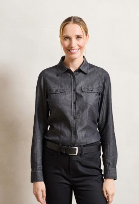 Womens jeans stitch denim shirt Black Denim Womens jeans stitch denim shirt Black Denim
