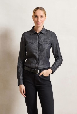 Womens jeans stitch denim shirt Black Denim Womens jeans stitch denim shirt Black Denim