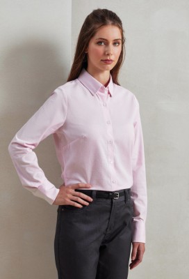 Womens cotton-rich Oxford stripes blouse White Pink Womens cotton-rich Oxford stripes blouse White Pink