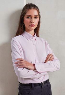 Womens cotton-rich Oxford stripes blouse White Pink Womens cotton-rich Oxford stripes blouse White Pink