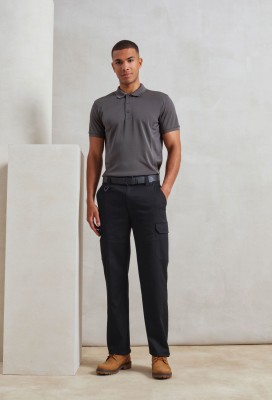Stretchchecker work cargo trousers Black