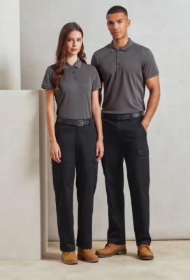 Stretchchecker work cargo trousers Black
