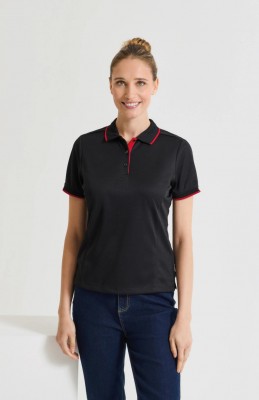 Womens contrast Coolchecker polo BlackRed