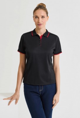 Womens contrast Coolchecker polo BlackRed