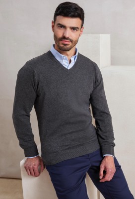 V-neck knitted sweater Charcoal