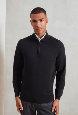 ¼ zip knitted sweater Black