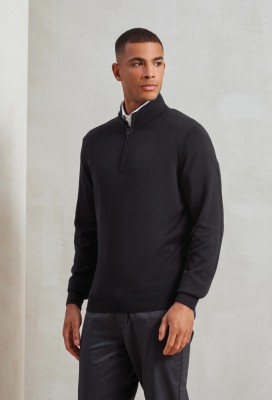 ¼ zip knitted sweater Black