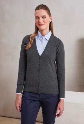 Womens button-through knitted cardigan Charcoal