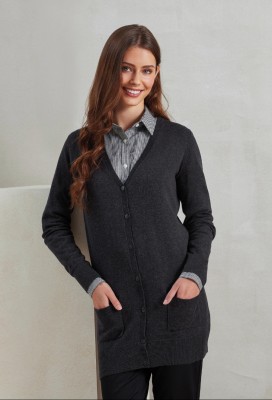 Womens longline knitted cardigan Charcoal