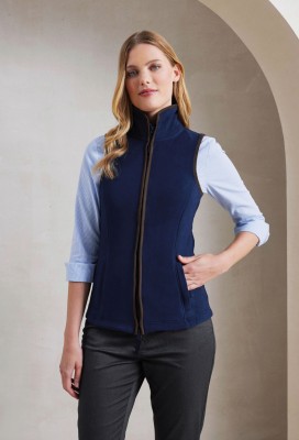 Women’s artisan fleece gilet Navy/Brown
