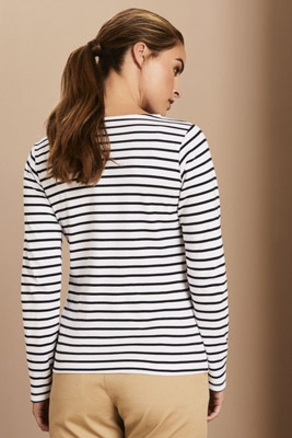 T-shirt Breton à manches longues pour femmes Asquith & Fox, blanc / bleu marine2