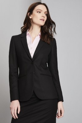Ladies Contemporary Two Button Blazer (Regular), Black
