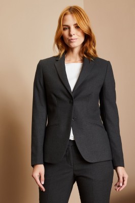 Ladies Contemporary Two Button Blazer (Regular), Charcoal