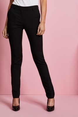 Qualitas pantalon style Slim jambe, femme, Noir, Non ourlés