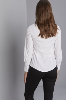 Concealed Front Fastening Blouse, Long Sleeve, White