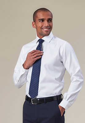 Palermo Slim Fit Single Cuff Shirt White H/B