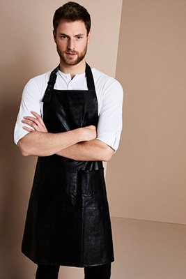 Premier Faux Leather Bib Apron, Black