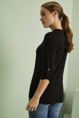 Premier Female Long John Roll-Sleeve T-shirt, Black