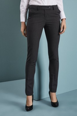 Qualitas Ladies Slim Leg Pants, Charcoal, Unhemmed