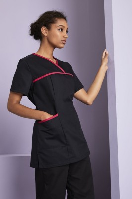 Definitive Ladies Pull On Tunic, Black/Hot Pink