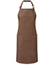 Cotton denim bib apron organic and Fairtrade certified Brown Denim