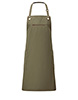 Barley contrast stitch sustainable bib apron Olive/Chestnut