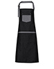 Domain contrast denim bib apron Black Denim