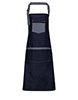 Domain contrast denim bib apron Indigo Denim