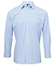 Microcheck Gingham long sleeve cotton shirt Light BlueWhite