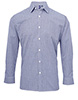 Microcheck Gingham long sleeve cotton shirt NavyWhite