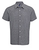 Microcheck Gingham short sleeve cotton shirt BlackWhite