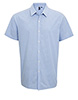 Microcheck Gingham short sleeve cotton shirt Light BlueWhite