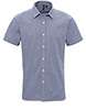 Microcheck Gingham short sleeve cotton shirt NavyWhite