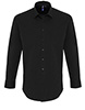 Stretch fit cotton poplin long sleeve shirt Black