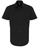 Stretch fit cotton poplin short sleeve shirt Black