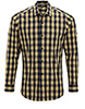 Mulligan check cotton long sleeve shirt CamelNavy