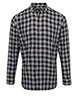 Mulligan check cotton long sleeve shirt SteelBlack