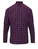 Sidehill check cotton long sleeve shirt NavyRed