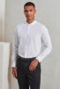 Banded collar grandad long sleeve shirt White