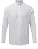 Banded collar grandad long sleeve shirt White