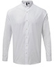 Banded collar grandad long sleeve shirt White