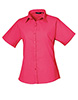 Womens short sleeve poplin blouse Hot Pink