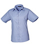 Womens short sleeve poplin blouse Mid Blue