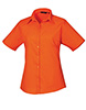 Womens short sleeve poplin blouse Orange