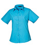 Womens short sleeve poplin blouse Turquoise
