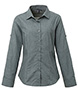 Womens poplin cross-dye roll sleeve shirt Grey Denim