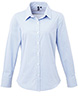 Womens Microcheck Gingham long sleeve cotton shirt Light BlueWhite